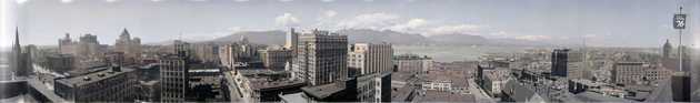 northward view of downtown vancouver showing the waterfront and the north shore in the background from the dominion trust building 402 west pender street 5456674701 o