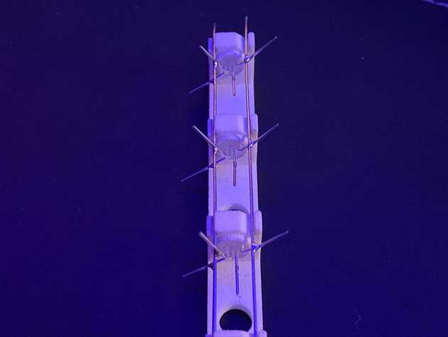 Figure 4. Soldering the LEDS in a pillar.